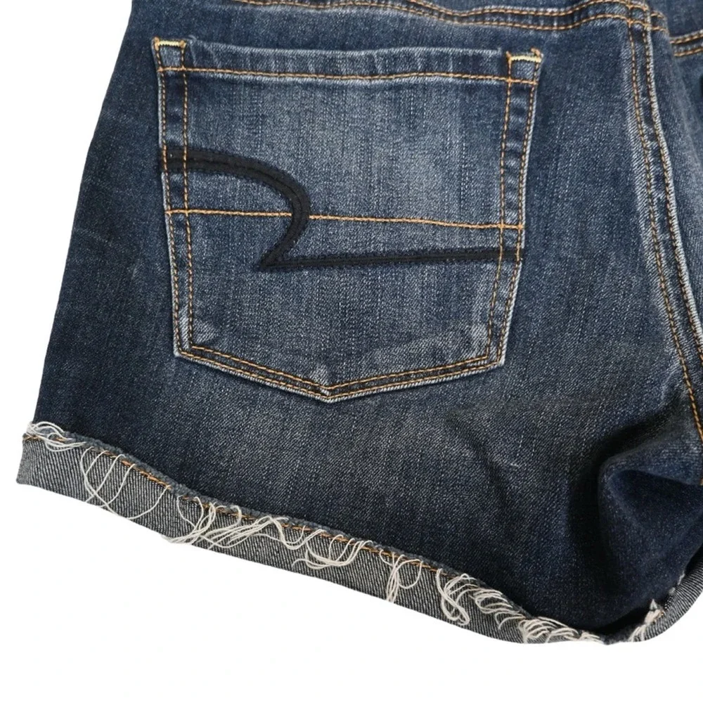 American Eagle Womens 2 Super Stretch Distressed Shortie Denim Shorts
